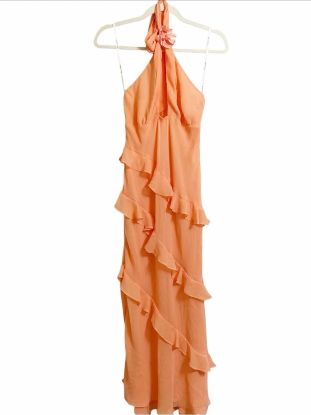 For Love & Lemons Chiffon Layered Kamory Maxi Dress in the Color Peach Size M - Picture 3 of 10